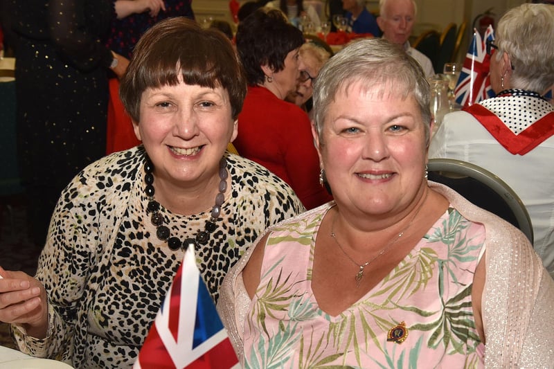 Daphne Calvin, left, and Shirley Houghton enjoyed the special celebration at the Seagoe Hotel on Wednesday. PT17-298.