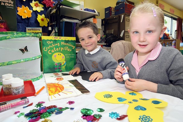 Harmony Hill Primary School primary one Pupils Rory Brown and Hannah Wilson in 2007