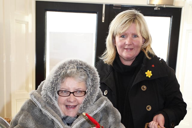 Marjorie Geary and Gwen McKirgan enjoying the National Trust Coffee Morning and Open Day at the Causeway Hotel in 2010