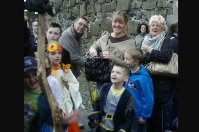 Visitors admiring one of the Halloween attractions at Carrick Castle in 2007.