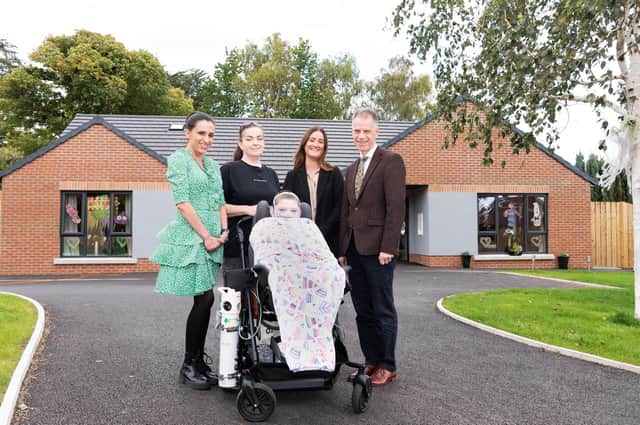 Roisin McLoone (Choice Housing Officer), Catriona Adams and her son Caoimhin pictured with Mairead Burns, (Choice Development Officer) and Michael McDonnell, (Choice Group Chief Executive).