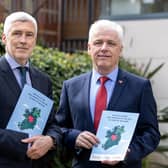 Chief Executive of the Irish Heart Foundation Tim Collins, pictured left, with Head of British Heart Foundation Northern Ireland Fearghal McKinney, on left, at the launch of the report. Karl Hussey Photography 2023
