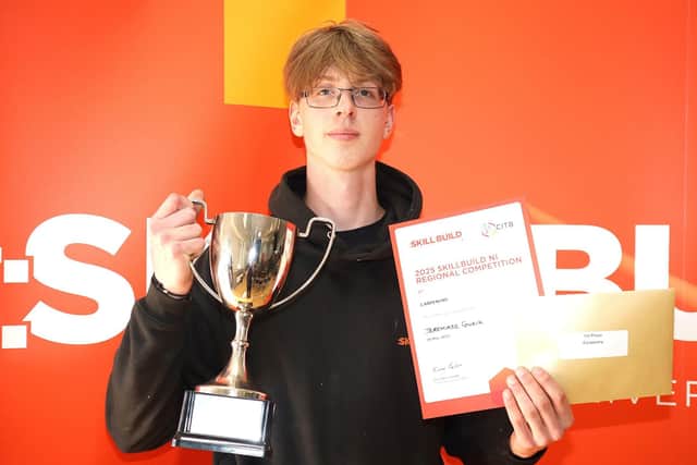 Northern Regional College student Jeremiasz Gusik who achieved 1st place in Carpentry at the 2025 Skillbuild NI Regional Competition