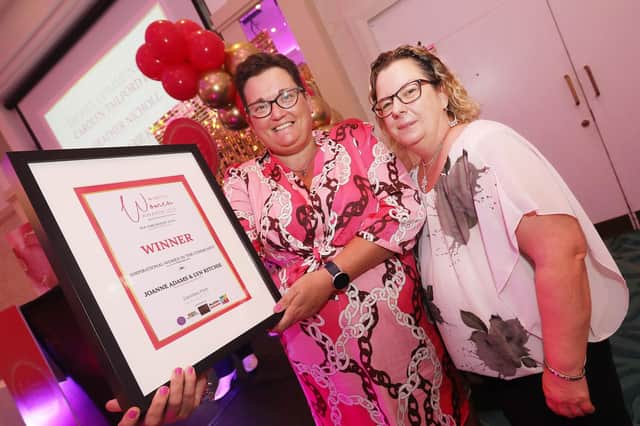 Lyn Ritchie (Coleraine) and Joanne Adams (Portstewart) from Breast Friends Causeway Coast who won the Inspirational Women in the Community award.