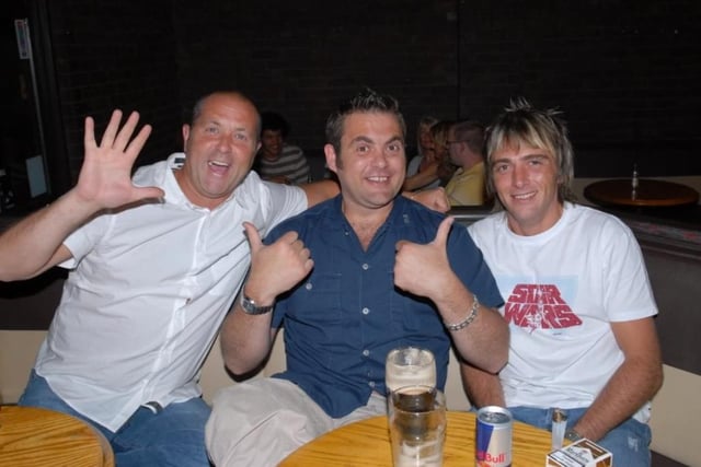 Marc Dobbin, Gleave Dobbin and Ryan Blair pictured at the Larne Football Club fundraiser in the Kiln. Photo by: Peter Rippon