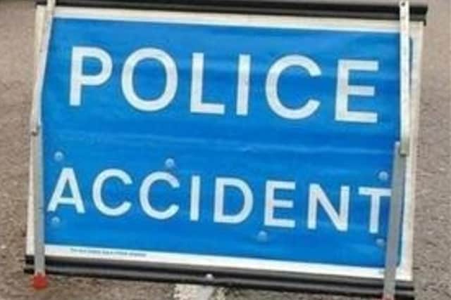 Road accident PSNI sign.