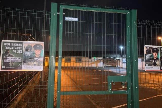 Some of the posters put up in Lurgan that police have described as 'inappropriate and unacceptable'.