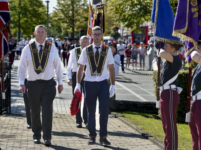 Royal Black Institution parade in Lurgan members make their way to lay a wreath at Lurgan’s War Memorial to honour the fallen.