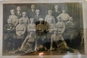 An old photo of one of the first ladies soccer teams in the world - the Northern Ireland Ladies Football Team which were made up mostly of workers at a local munitions factory in the town. They played against a Tyneside Ladies team, marking the first recorded international women's football match. Sadly in 1921 the Football Association (FA) in England banned women from playing on FA-affiliated grounds and this ban lasted for 50 years.