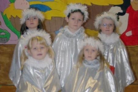 Caitlin Reid, Ben McConnell, Megan Boyd, Zoe Megarry and Courtney Cromie performed in Victoria Primary School nursery unit's 2006 Nativity play.