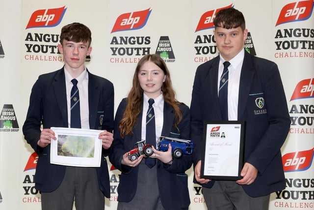 Pictured taking part in the 2023 ABP Angus Youth Challenge Exhibition for a place in the final of the competition is the team from Sperrin Integrated College: Matthew Sufferin, Emily Scott and Jack Ryan.