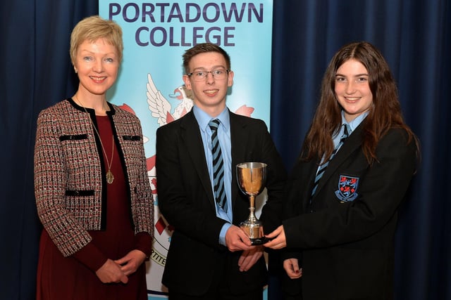 Miss Gibb pictured with winners of GCSE Subject Prizes