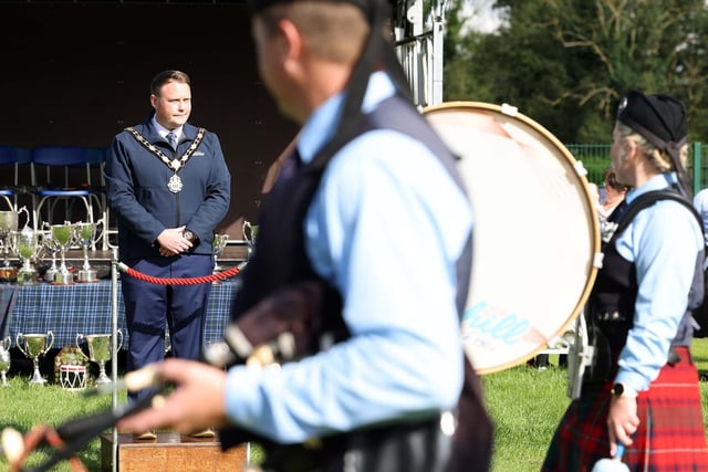 Mayor of Antrim and Newtownabbey, Councillor Mark Cooper, was Chieftain of the day as the Ulster Pipe Band and Drum Major Championships returned to Antrim.