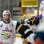 Belfast Giants' foward Lewis Hook pictured during Belfast's victory against the Coventry Blaze. It was Hook's first game back with the Giants after returning from Austria and it saw him score his first goal or Belfast this season Picture: Scott Wiggins
