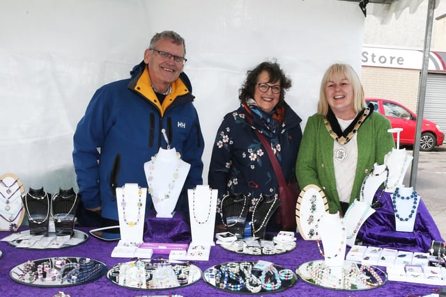 Deputy Mayor Cllr Margaret Anne McKillop visiting the stands at Ballymoney Spring Fair Craft Fair.