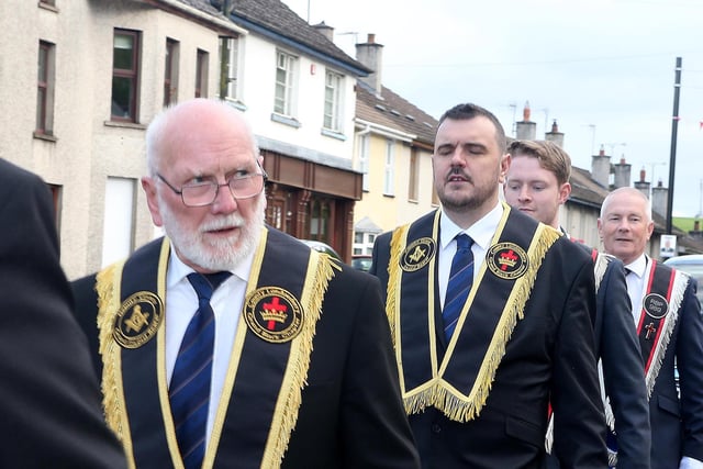 Members and visitors from Garvagh Star of Bethlehem RBP 504 pictured during their annual church parade to Garvagh First Presbyterian Church on Sunday evening