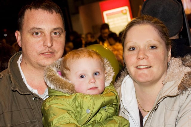 Francis and Jennifer Ferris with baby Leah Ferris, at the switching on of Lisburn's Christmas lights in 2007