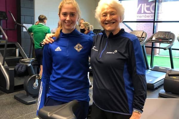 Ellie Scott with local Olympian Mary Peters