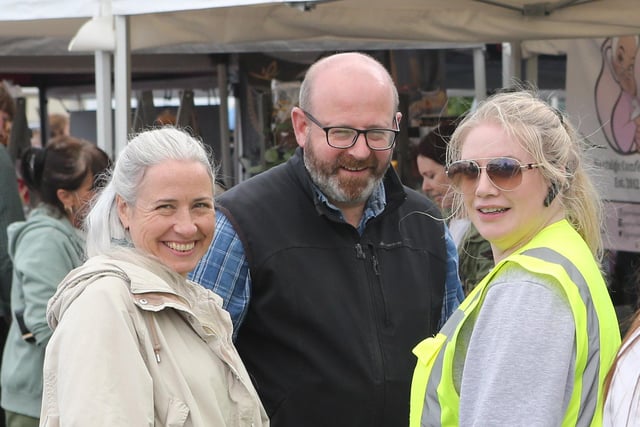 Eamer and Tom from Thyme and Co with Shauna McFall pictured at the Naturally North Coast and Glens Artisan Market held at Cushendall Boat Club on Sunday.