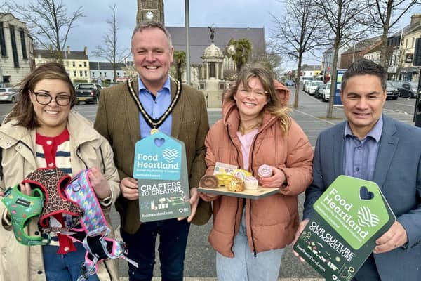 Launching the new touring Artisan Food and Craft Market from left: Emma Goodman (Haus of Hank), Deputy Lord Mayor Cllr Kyle Savage, Kat O’Reilly (Nice Buns and Food Heartland Champion) and Paul Tamati (Director of Development, Community and Wellbeing at ABC Council). Picture: ABC Borough Council.