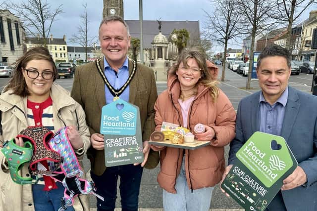 Launching the new touring Artisan Food and Craft Market from left: Emma Goodman (Haus of Hank), Deputy Lord Mayor Cllr Kyle Savage, Kat O’Reilly (Nice Buns and Food Heartland Champion) and Paul Tamati (Director of Development, Community and Wellbeing at ABC Council). Picture: ABC Borough Council.