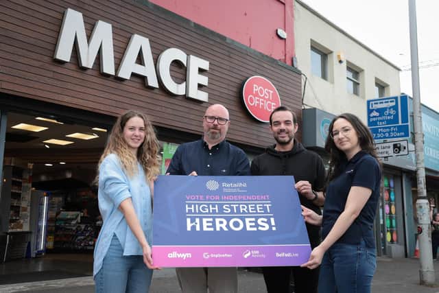 Anett Hatarik, SSE Airtricity; Chris O’Reilly, Retail NI; Councillor Micky Murray and Estera Obuchowska, Gig Grafter.