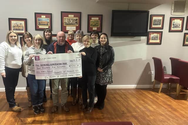 Colin Bell from the Kevin Bell Repatriation Trust is pictured alongside Caroline Cromie's friends who helped to organise the recent charity effort. (Pic: Contributed).