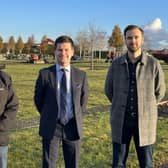 Pictured at Kernan Cemetery section C are Councillor Lavelle McIlwrath, Jonathan Buckley MLA and Councillor Kyle Moutray.