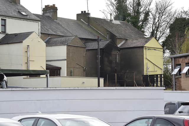 Fire damage to the rear of the property in Church Street, Portadown. Picture: Arthur Allison/Pacemaker Press.