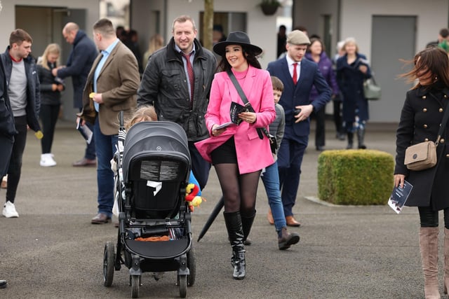 Racegoers pictured at Down Royal on St Patrick's Day.