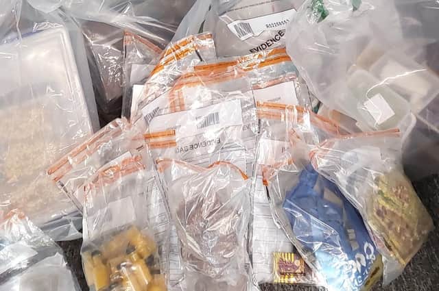 Officers seized a significant amount of Class B drugs in various forms alongside a small amount of Class A drugs. (Pic: PSNI).