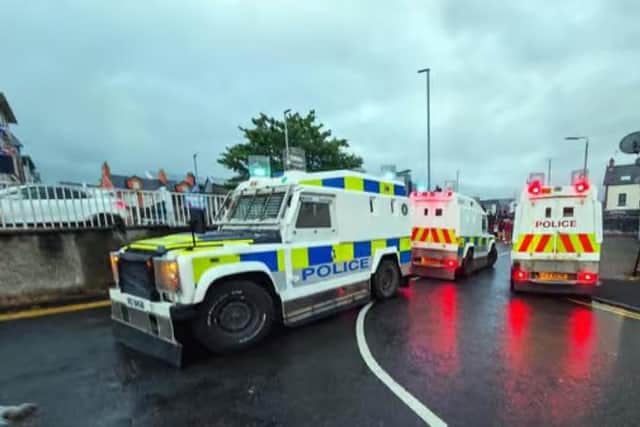 Police responding to disorder in Ballymena earlier this summer. Photo: Pacemaker
