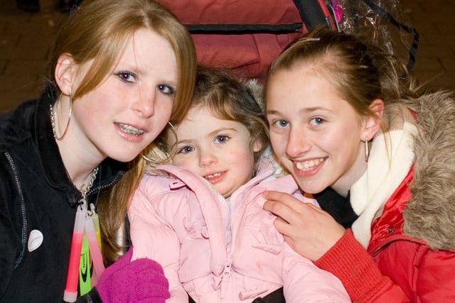 Andrea Simpson, Skye Cousins and Jessica Adams, at the switching on of Lisburn's Christmas lights in 2007