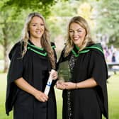 Abbie Thompson, Planning and Production Support at Dale farm pictured with Maria Mullan, Assistant Powder Production Manager who also received the Department of Agriculture, Environment and Rural Affairs prize for achieving the highest marks on the BSc (Hons) Degree in Food and Drink Manufacture. Credit: Brian Morrison