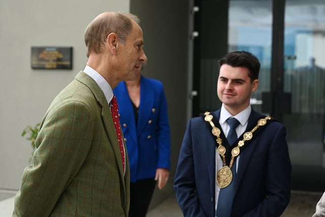 Mayor Kurtis Dickson met the Duke of Edinburgh during his visit to Leckey in Lisburn