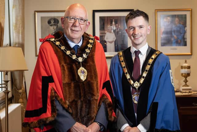 The Mayor of Mid and East Antrim, Councillor Jackson Minford (left) and the Deputy Mayor, Councillor Tyler Hoey. Photo provided by Mid and East Antrim Borough Council.