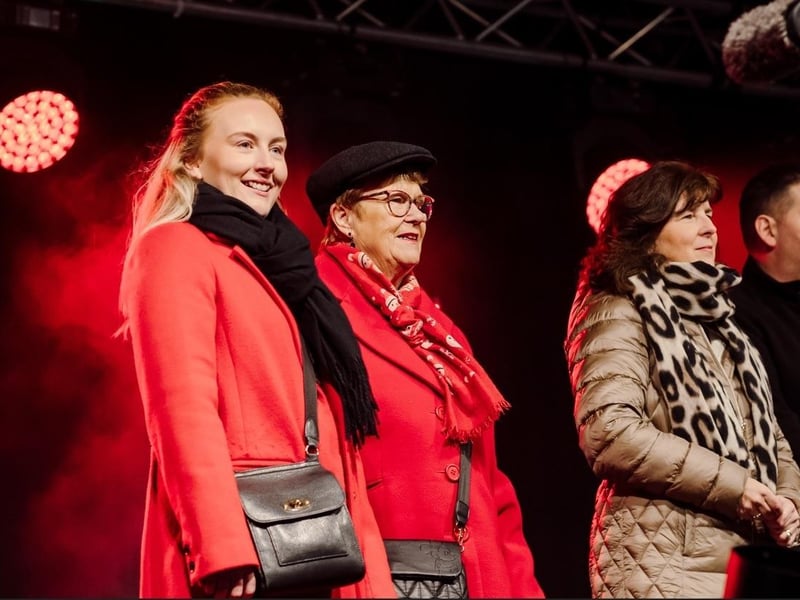Elected representative from Ballyclare joined the stage for the light up (L-R) Cllr Archibald-Brown, Cllr McWilliam and Cllr Magill.