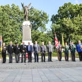 Lisburn Branch of the Royal British held their annual Somme Memorial Act of Remembrance at the war memorial in Lisburn on Saturday July 1. Alderman James Tinsley laid a Wreath on behalf of the Mayor and Lisburn & Castlereagh City Council. Wreaths were also laid by Brian Sloan Chairman Lisburn Branch and representatives of other Associations. Pic credit: Norman Briggs, rnbphotographyni