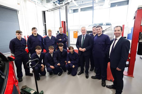Economy Minister Conor Murphy meeting NRC students.