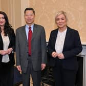 China's Consul General Li Nan met with First Minister Michelle O’Neill and deputy First Minister Emma Little-Pengelly earlier this month. Pic: Chinese government.