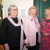 All smiles at the Portadown Ladies Choir annual concert from left: Brenda Robinson, Primrose Wilson, president; Lord Mayor of ABC Council, Alderman Margaret Tinsley and Carol Swann. PT21-210.