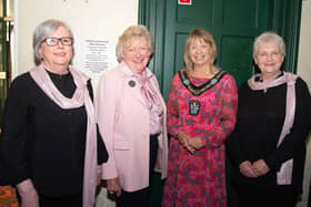 All smiles at the Portadown Ladies Choir annual concert from left: Brenda Robinson, Primrose Wilson, president; Lord Mayor of ABC Council, Alderman Margaret Tinsley and Carol Swann. PT21-210.