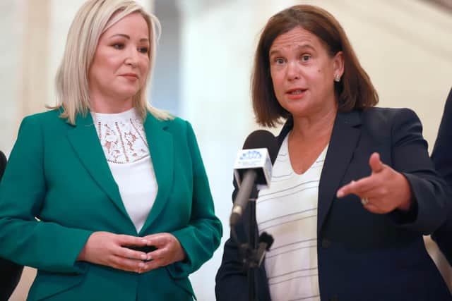 First Minister of Northern Ireland Michelle O'Neill and Sinn Fein's President Mary Lou McDonald have faced questions here and in the Republic over their handling of child safeguarding issues. Photo: Liam McBurney/PA Wire