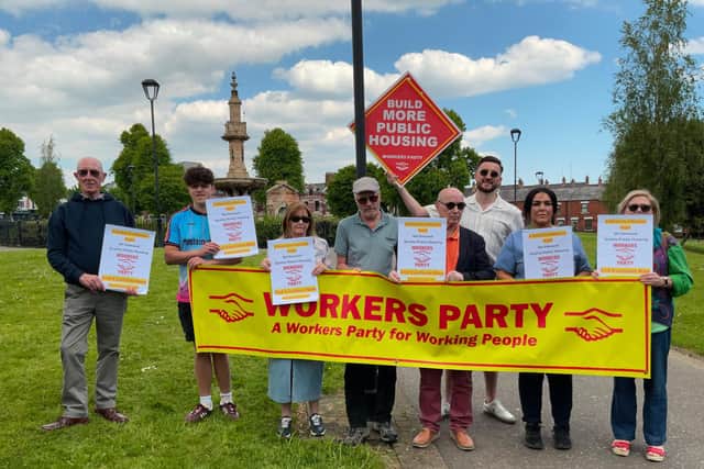 Workers Party activists gathered to join the CATU organised march to stop evictions. Workers Party Representatives Tony Dorrian and Fiona McCarthy joined Party comrades on the march.
