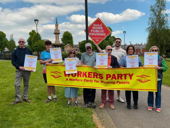 Workers Party activists gathered to join the CATU organised march to stop evictions. Workers Party Representatives Tony Dorrian and Fiona McCarthy joined Party comrades on the march.