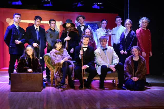 The cast of the Portadown College production of Murder On The Orient Express.