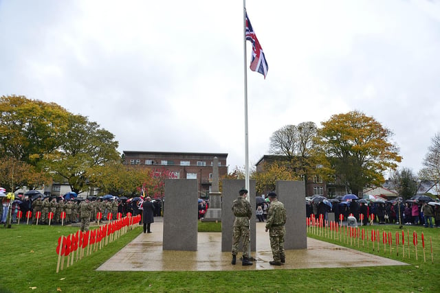 The town fell silent at 11am to remember those who had served in World War I, World War II and subsequent conflicts.