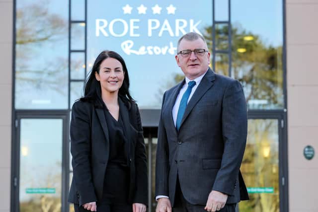 Pictured announcing the £1.7M investment programme at the Roe Park Resort are Sinead McNicholl, Sales and Marketing Manager and George Graham, General Manager.