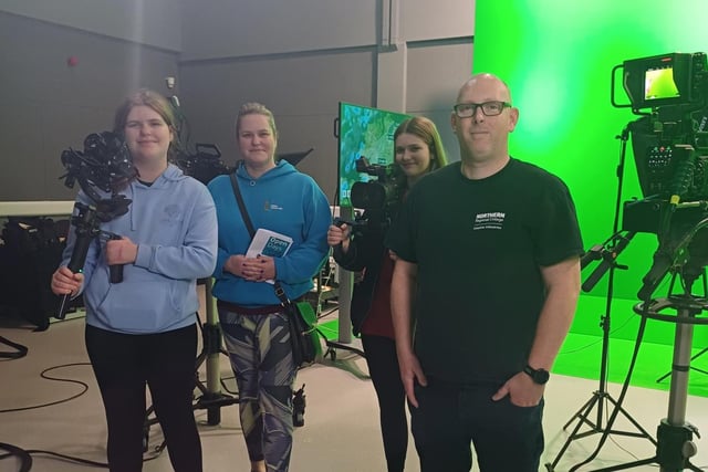 Holly Verner, Lisa Verner, Lucy Verner and Stuart Cullen, Northern Regional College Media Lecturer