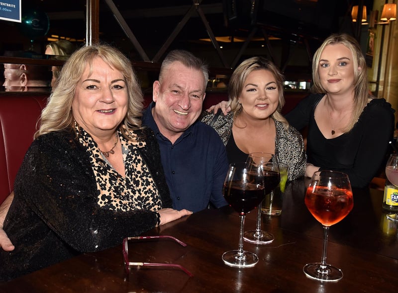 Having a great time at the Lismore Comprehensive School 50th anniversary event are from left, Suzanne Toman, Paddy Prunty, Briohny Toman and Grace Wray. LN06-205.